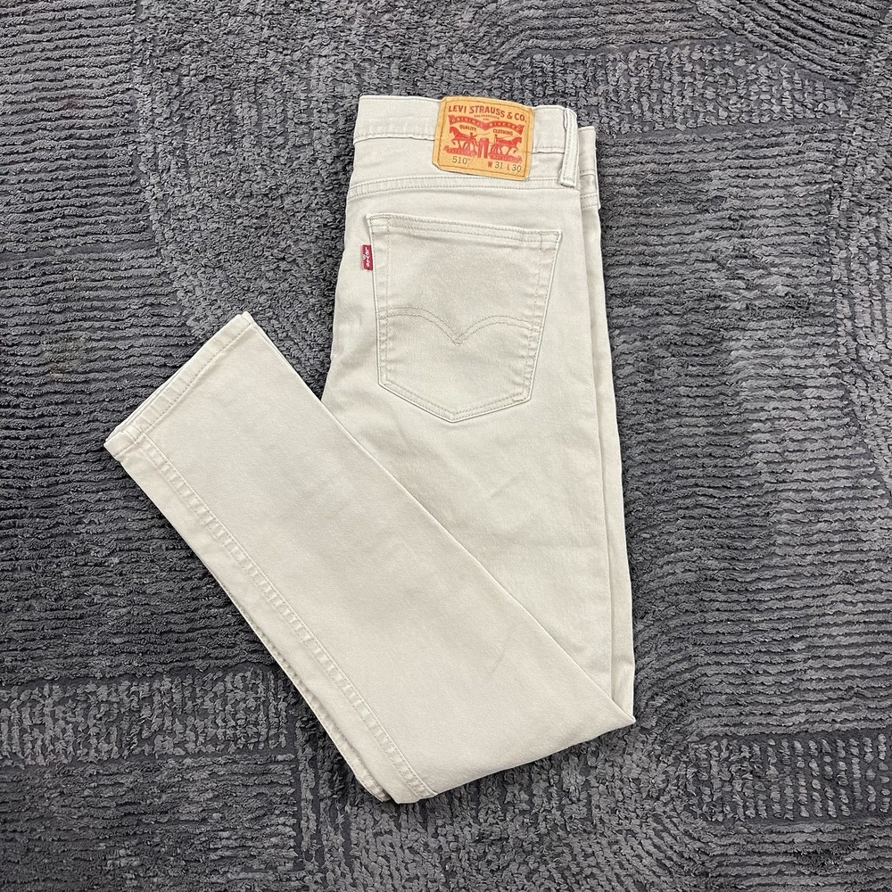 Levi's 510 Jeans Men's 30x28 Beige Tan Stretch Denim Pants Slim Fit Skinny
